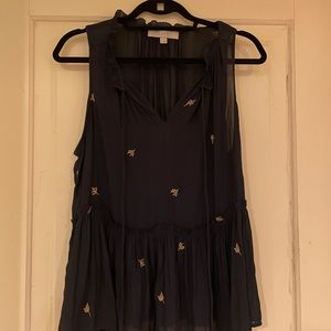 Loft blouse navy sleeveless